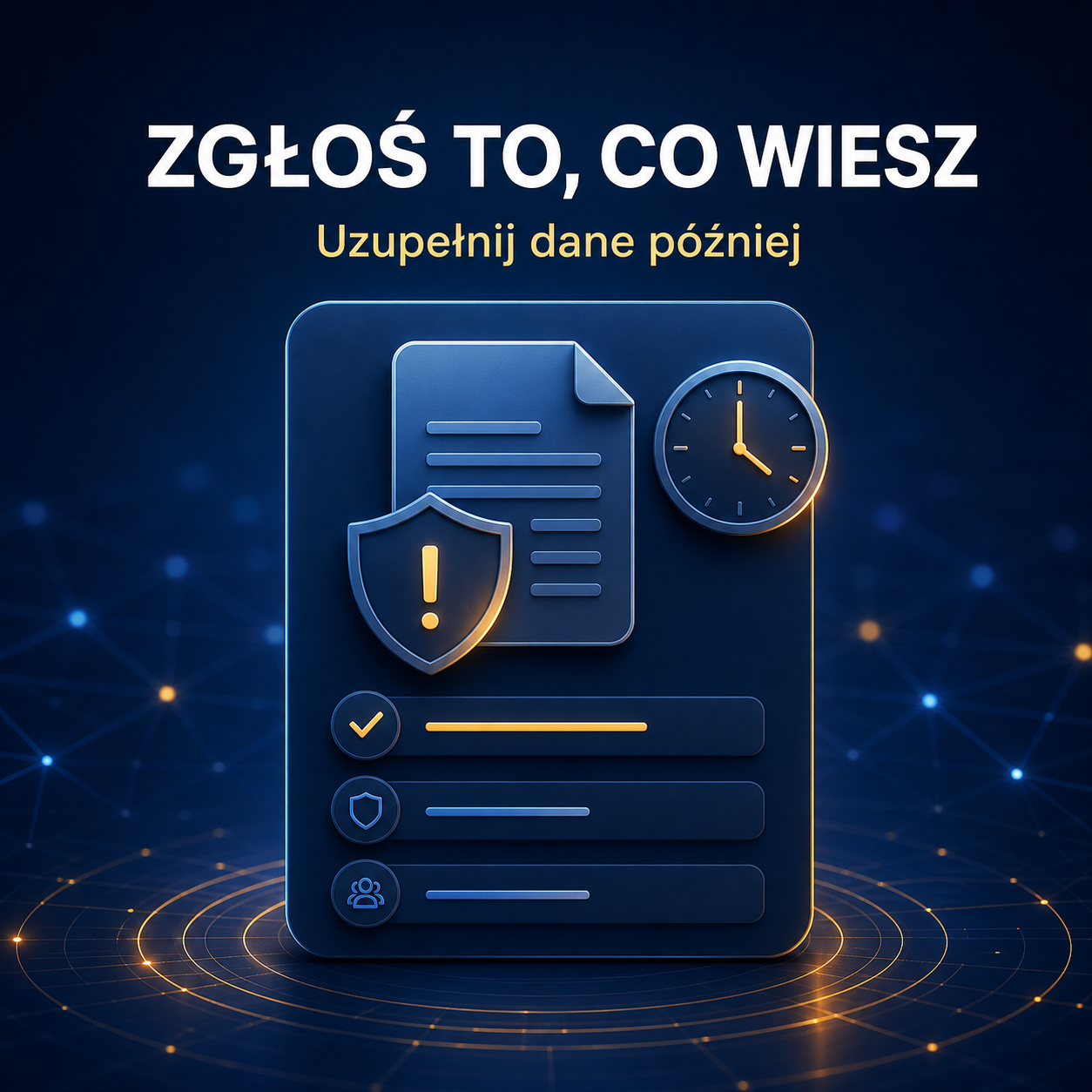 Incydent poważny: zgłoś dostępne informacje, potem je uzupełnij